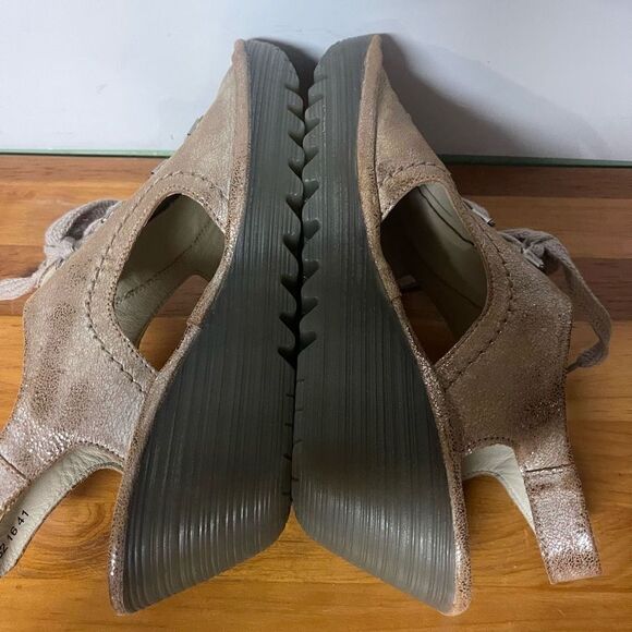 FLY London YLFA742 Cool Luna Open-toe Wedge Sandals Laces Rose Gold - Picture 6 of 8